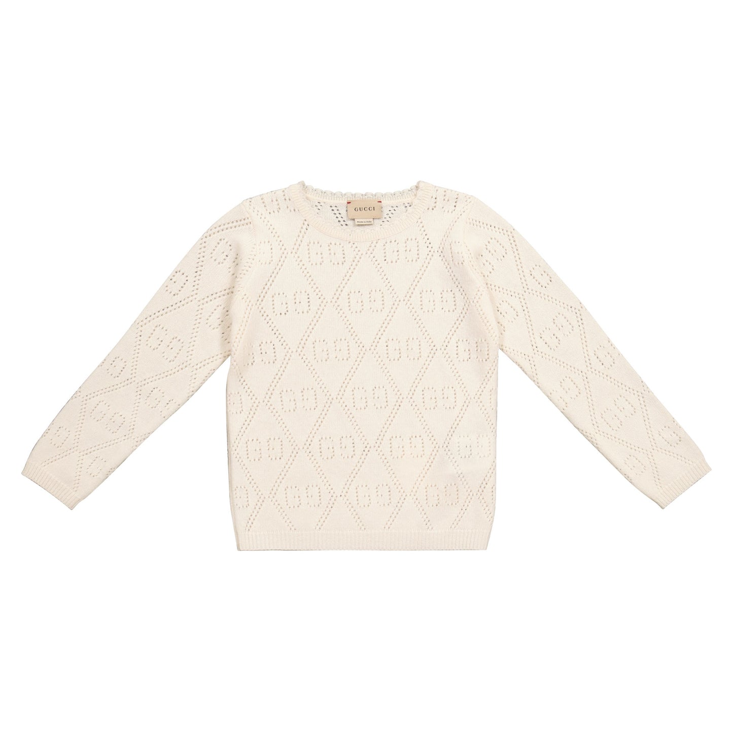 女童白色GG羊毛毛衣