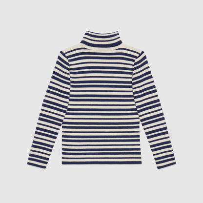 男童蓝白色条纹羊毛毛衣