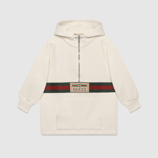 Boys White Hooded Cotton Sweatshirt