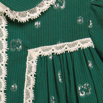 女婴绿色GG Logo连衣裙