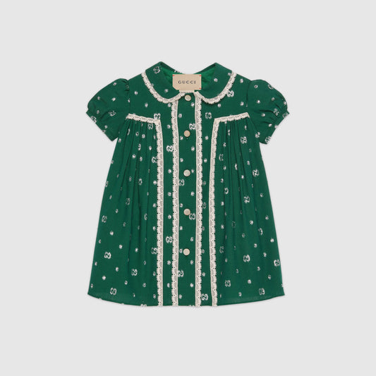 女婴绿色GG Logo连衣裙