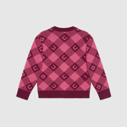 女童粉色Logo羊毛开衫