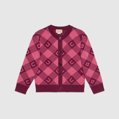 女童粉色Logo羊毛开衫