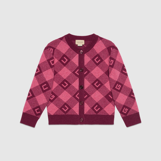 女童粉色Logo羊毛开衫