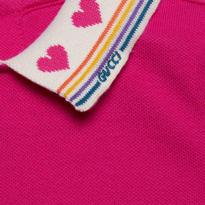 女婴亮粉色棉连衣裙