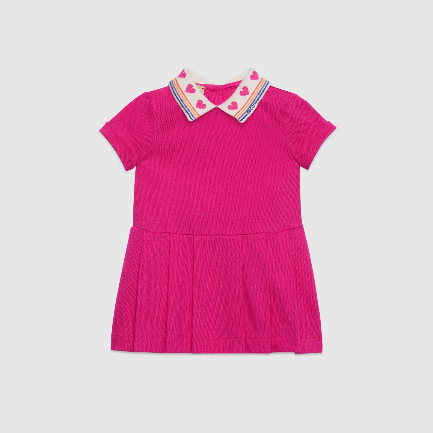 女婴亮粉色棉连衣裙