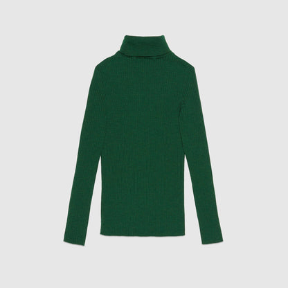 女童绿色GG Logo羊毛毛衣