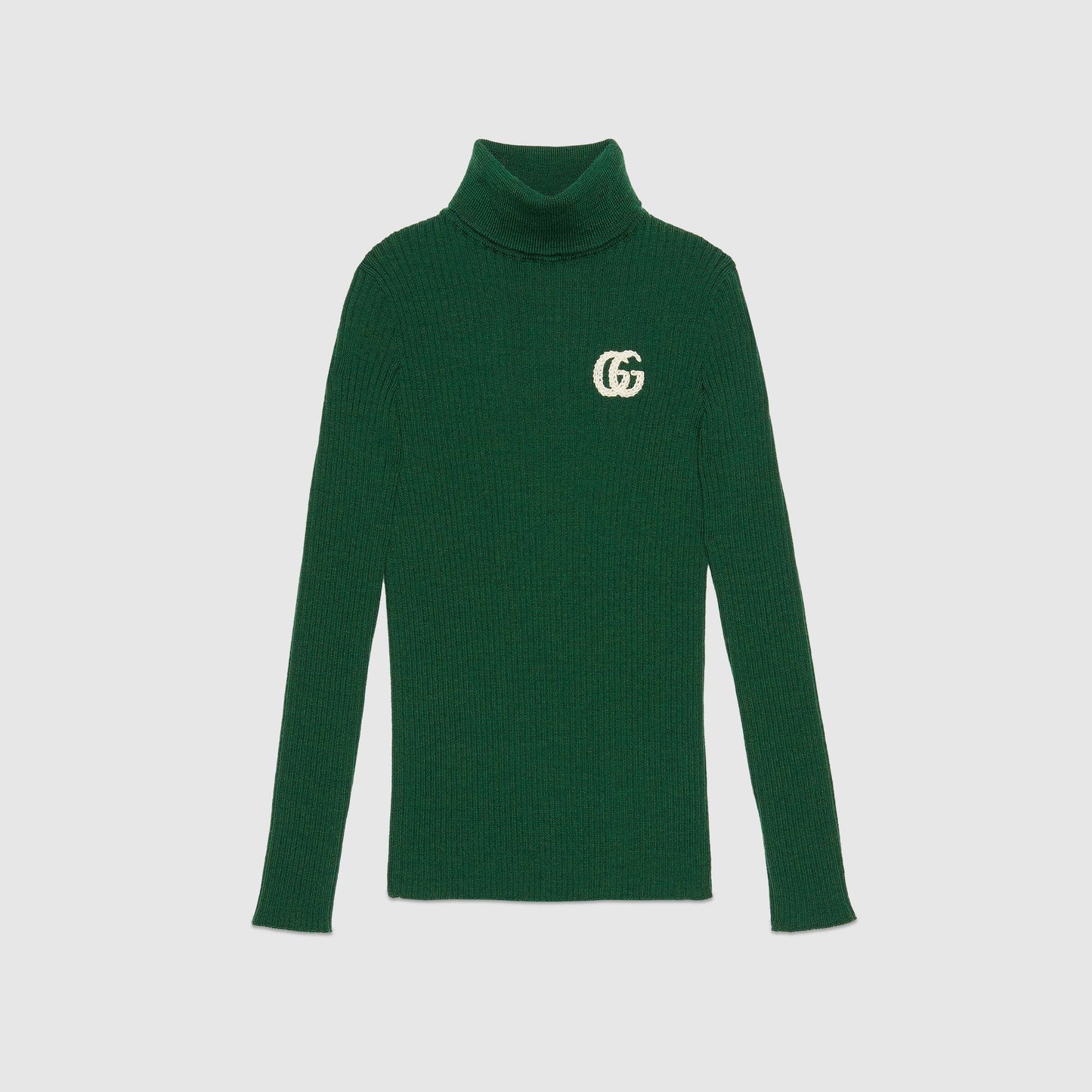 女童绿色GG Logo羊毛毛衣