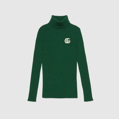 女童绿色GG Logo羊毛毛衣