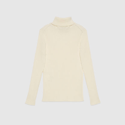 女童象牙白GG Logo羊毛毛衣