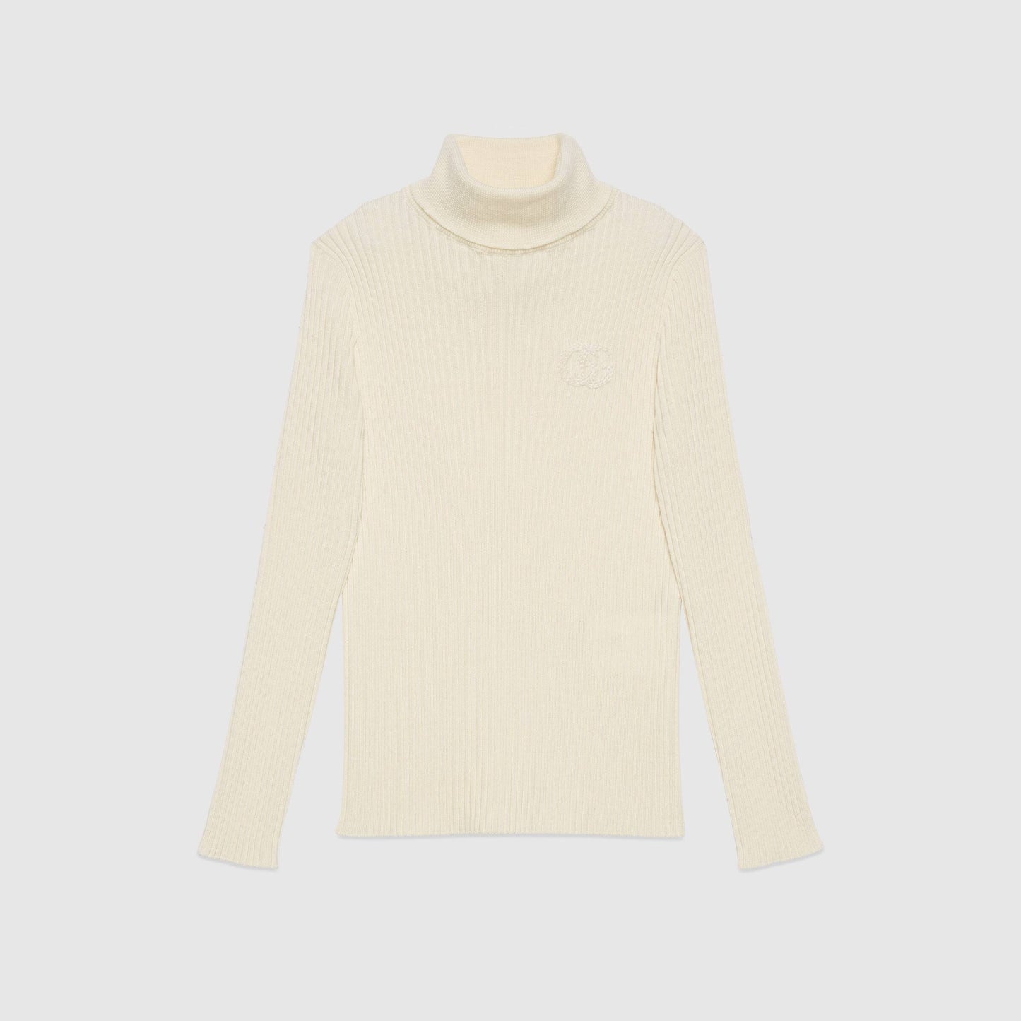 女童象牙白GG Logo羊毛毛衣