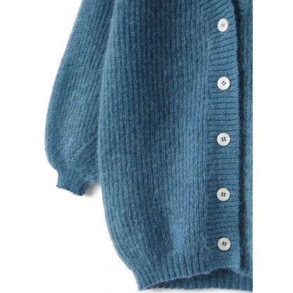 女童蓝色马海毛开衫