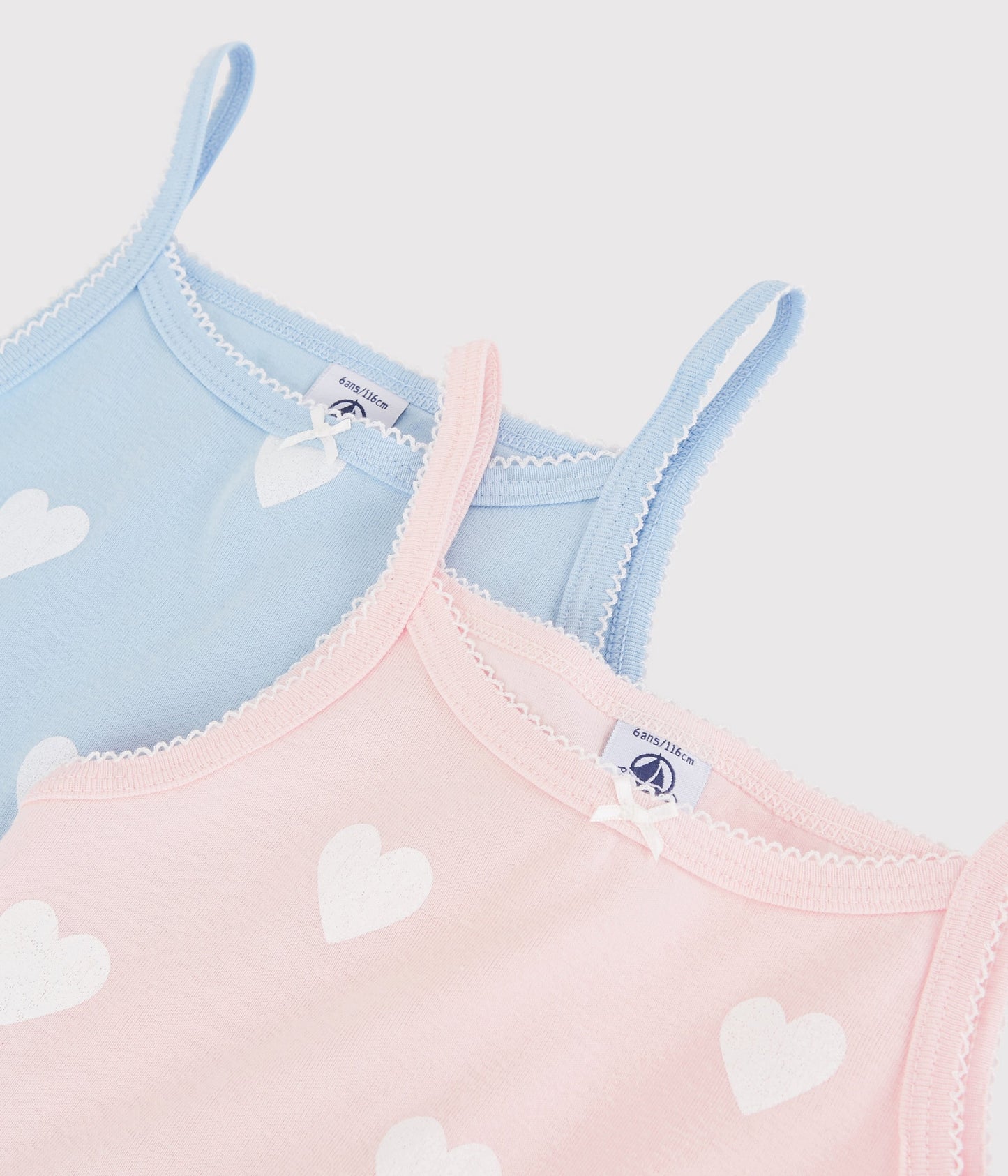 Girls Pink & Blue Heart Cotton Vest