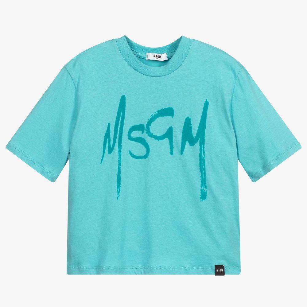 女童蓝色Logo棉T恤