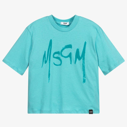 女童蓝色Logo棉T恤