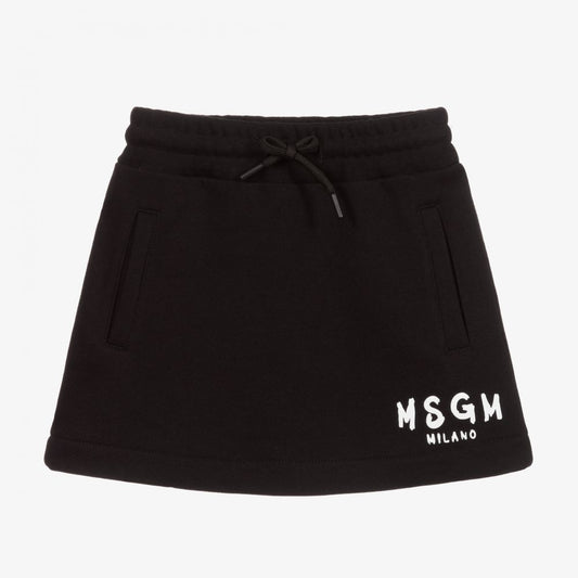女童黑色Logo棉短裙