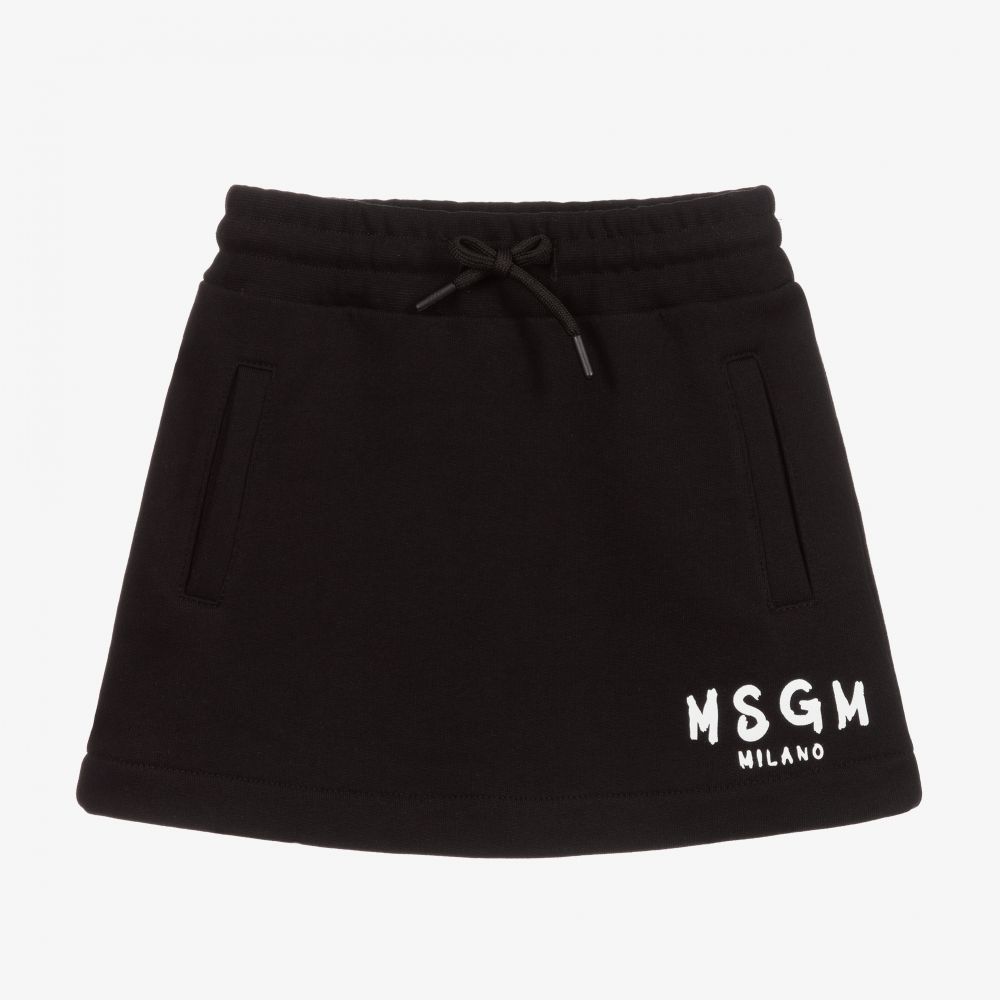 女童黑色Logo棉短裙