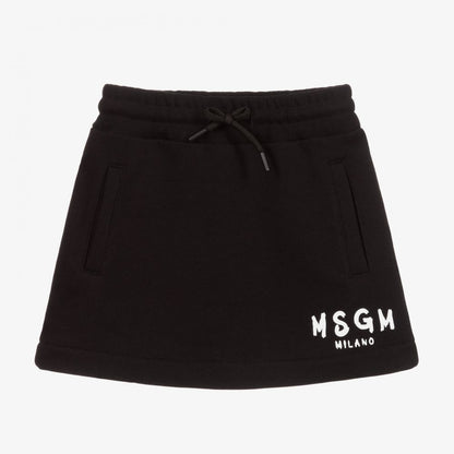 女童黑色Logo棉短裙