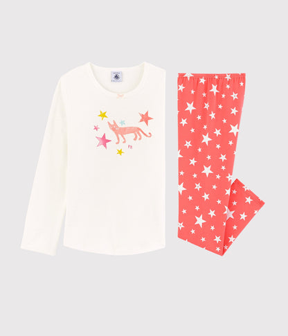Girls White Star Cotton Nightwear