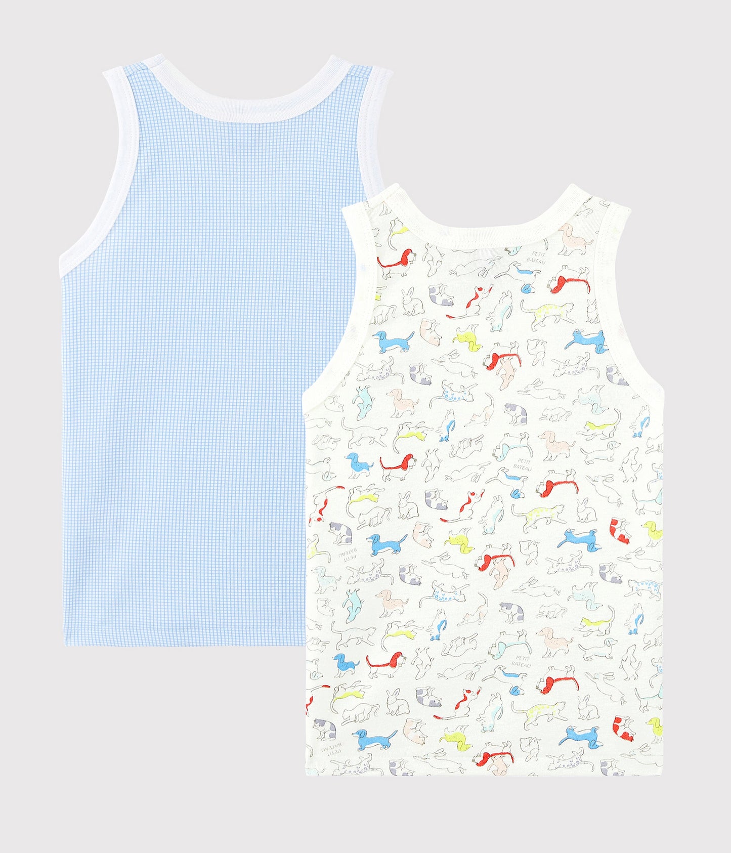 Boys Blue & White Cotton Tank Top Set