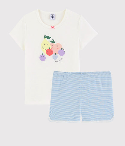 Girls White Printing Cotton Set