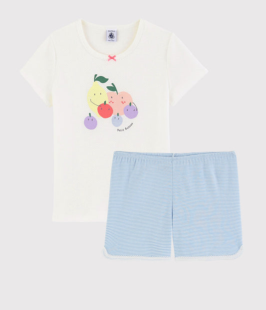 Girls White Printing Cotton Set