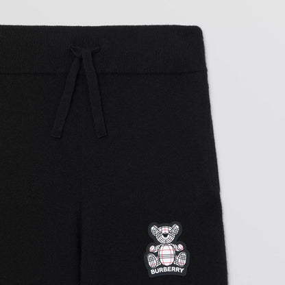 女童黑色羊绒针织长裤