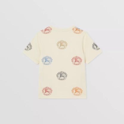 儿童奶油白印花棉T恤