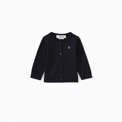 女婴藏青色棉开衫