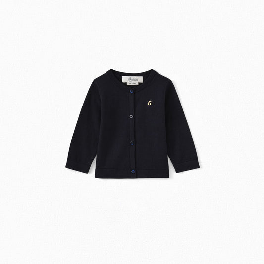 女婴藏青色棉开衫