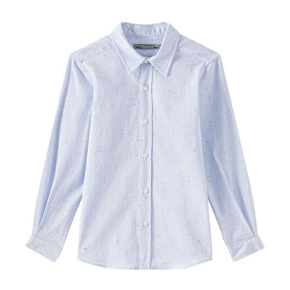 男童蓝色棉衬衫