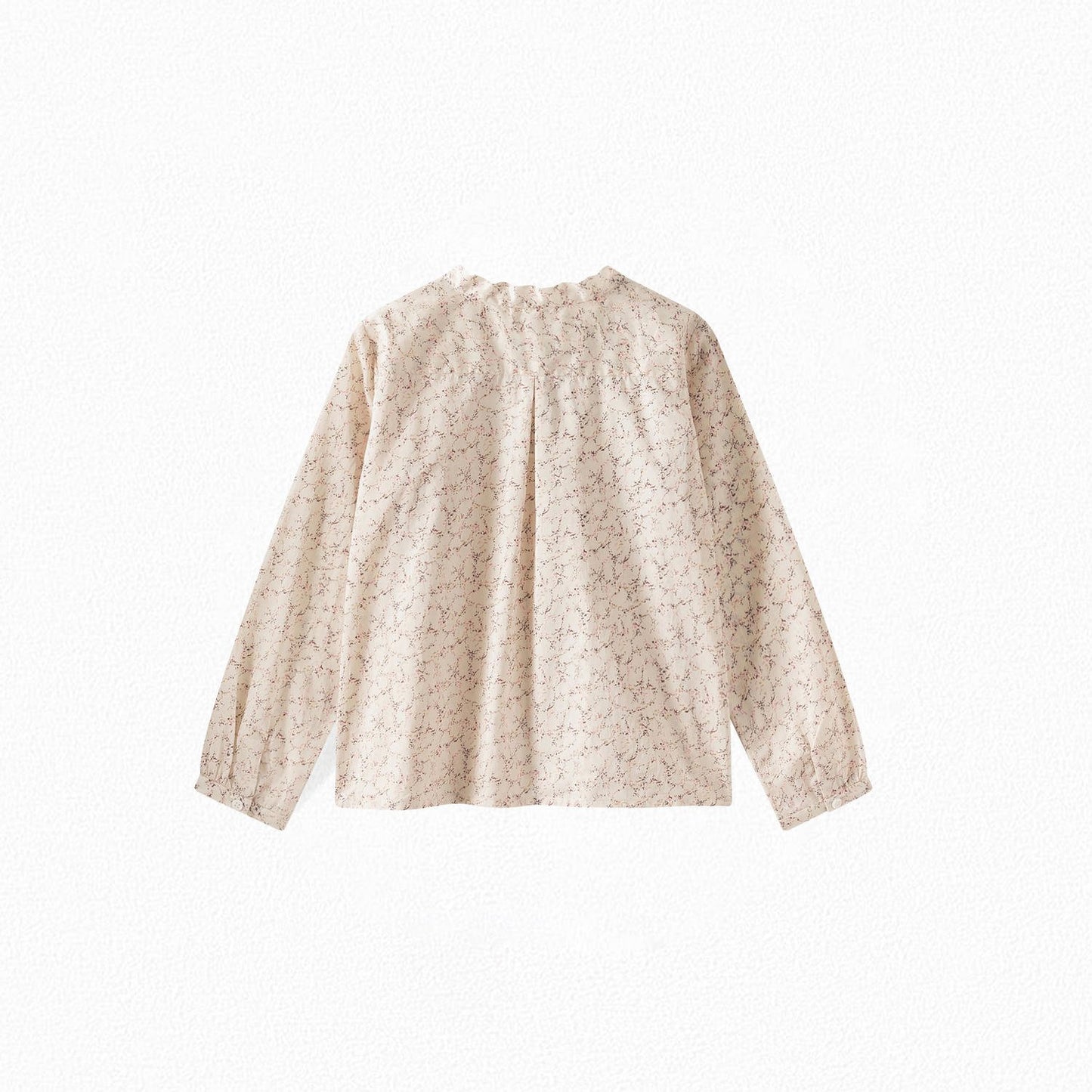 女童白色印花棉衬衫