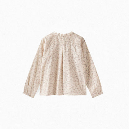 女童白色印花棉衬衫