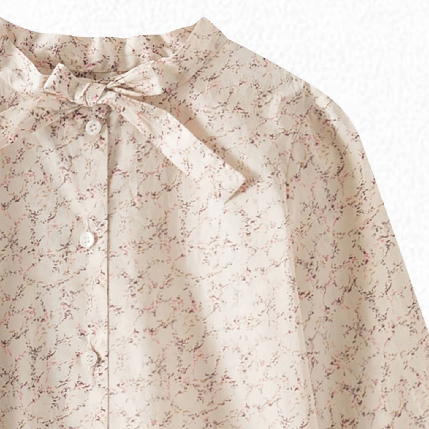 女童白色印花棉衬衫