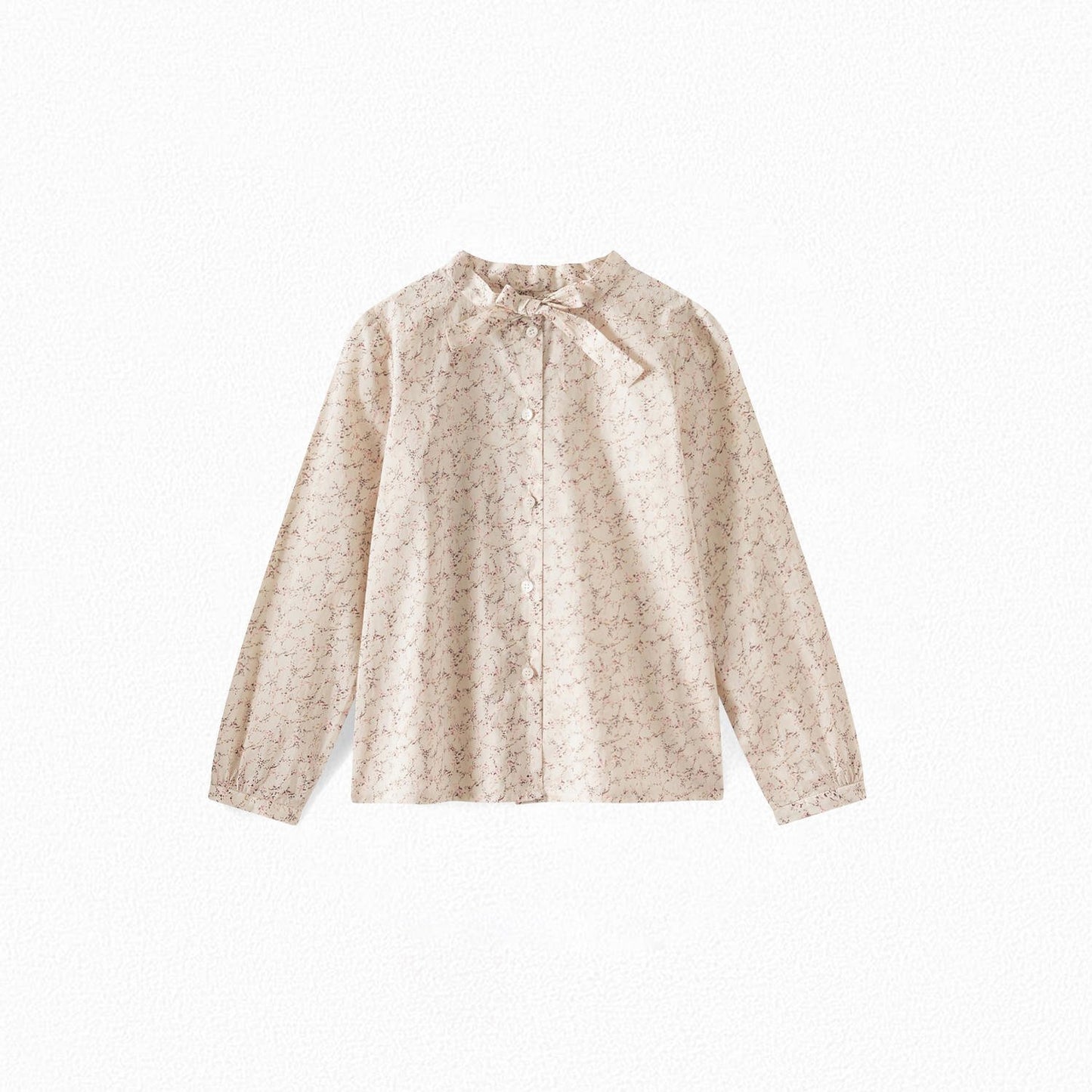 女童白色印花棉衬衫