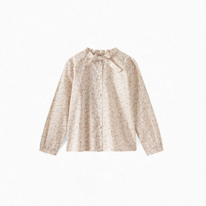 女童白色印花棉衬衫