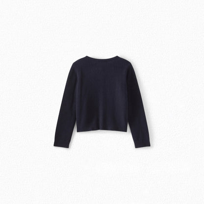 女童藏青色Logo羊绒开衫