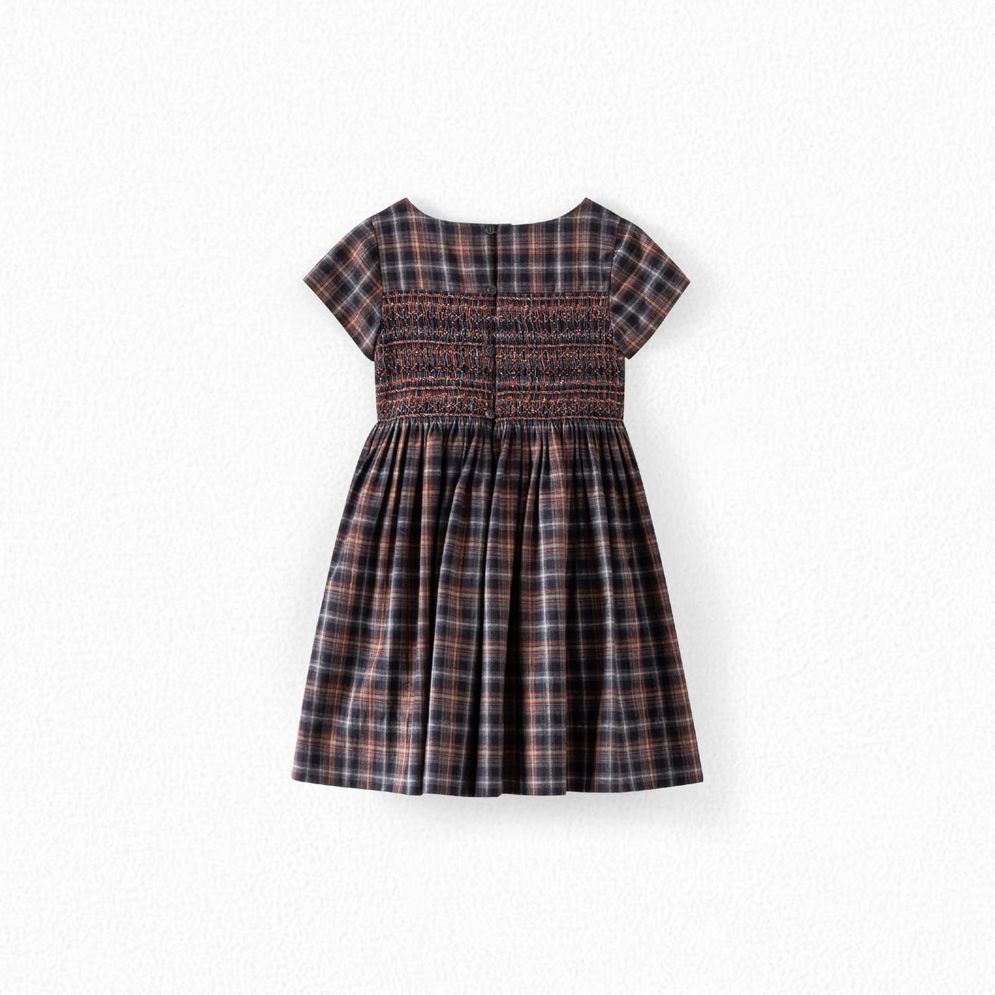 女童黑色格子棉连衣裙