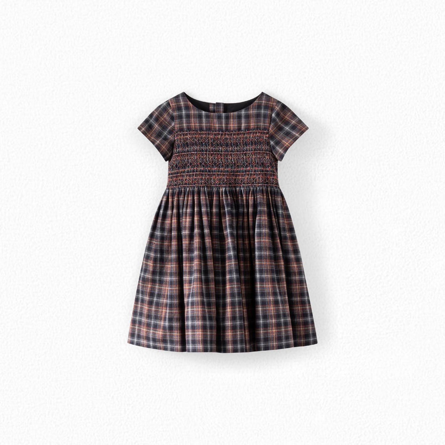 女童黑色格子棉连衣裙