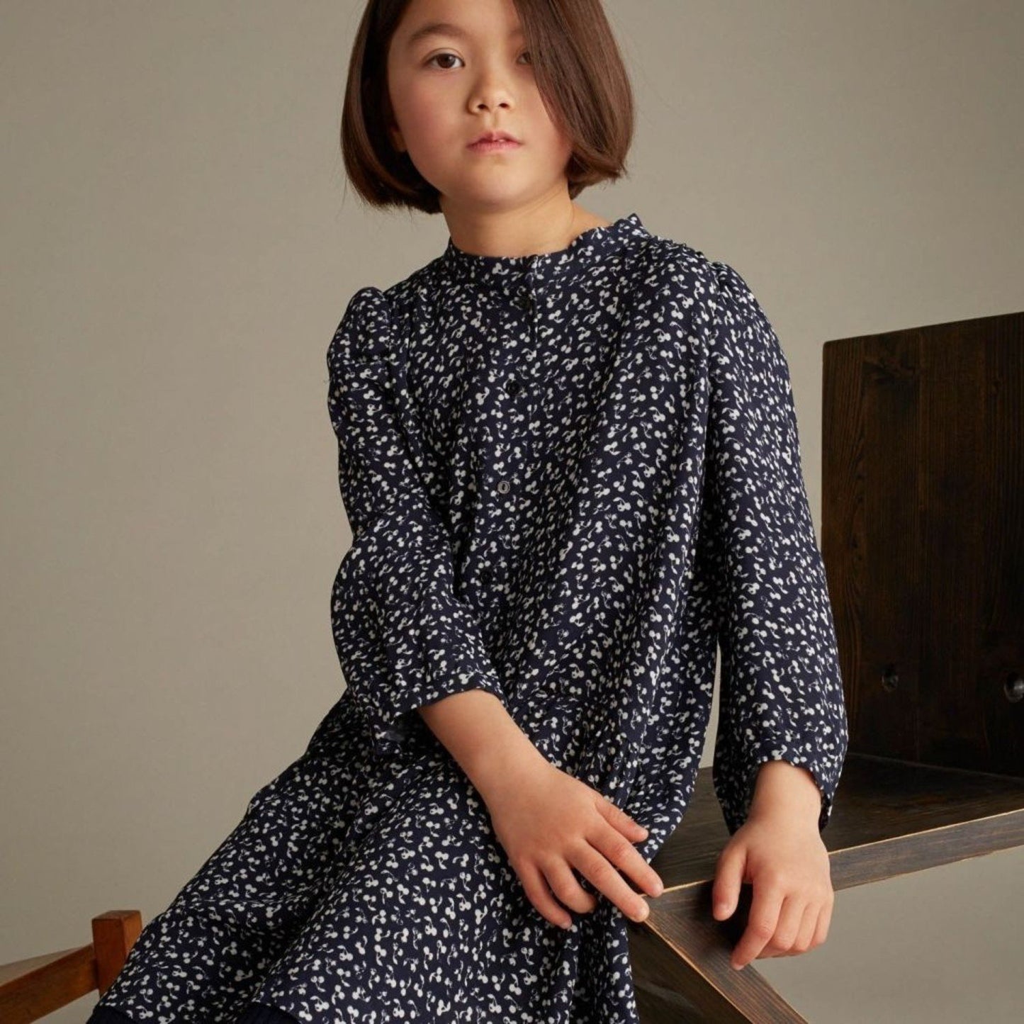 女童藏青色Logo连衣裙
