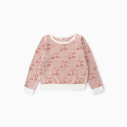 女童粉色Logo棉毛衣