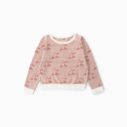 女童粉色Logo棉毛衣