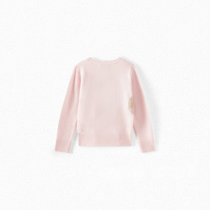 女童粉色羊绒毛衣