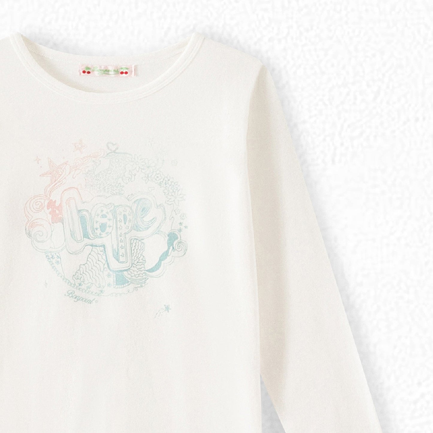 女童白色印花棉T恤
