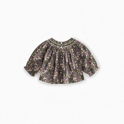 女婴蓝紫色碎花棉上衣