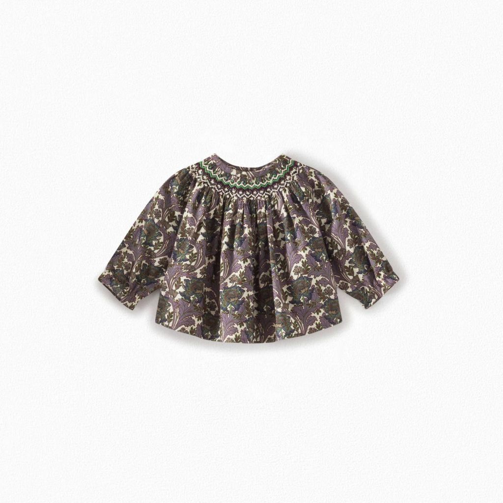 女婴蓝紫色碎花棉上衣