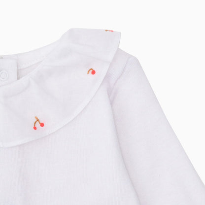 女婴白色Logo棉连体衣