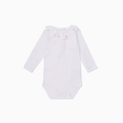 女婴白色Logo棉连体衣