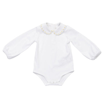 Baby Girls Ivory Bodysuit With Frill Collar