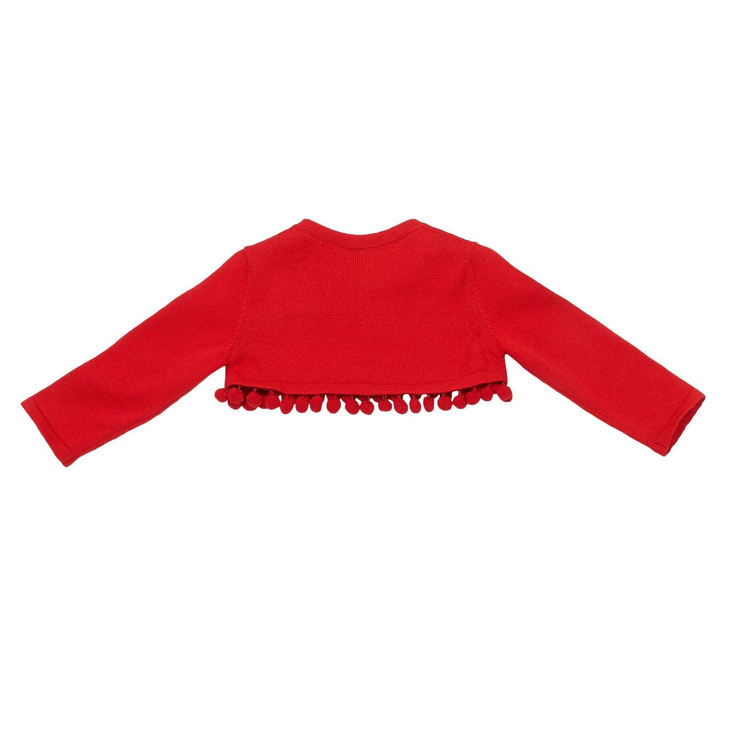 Baby Girls Red Knitted Short Cardigan With Lace Collar